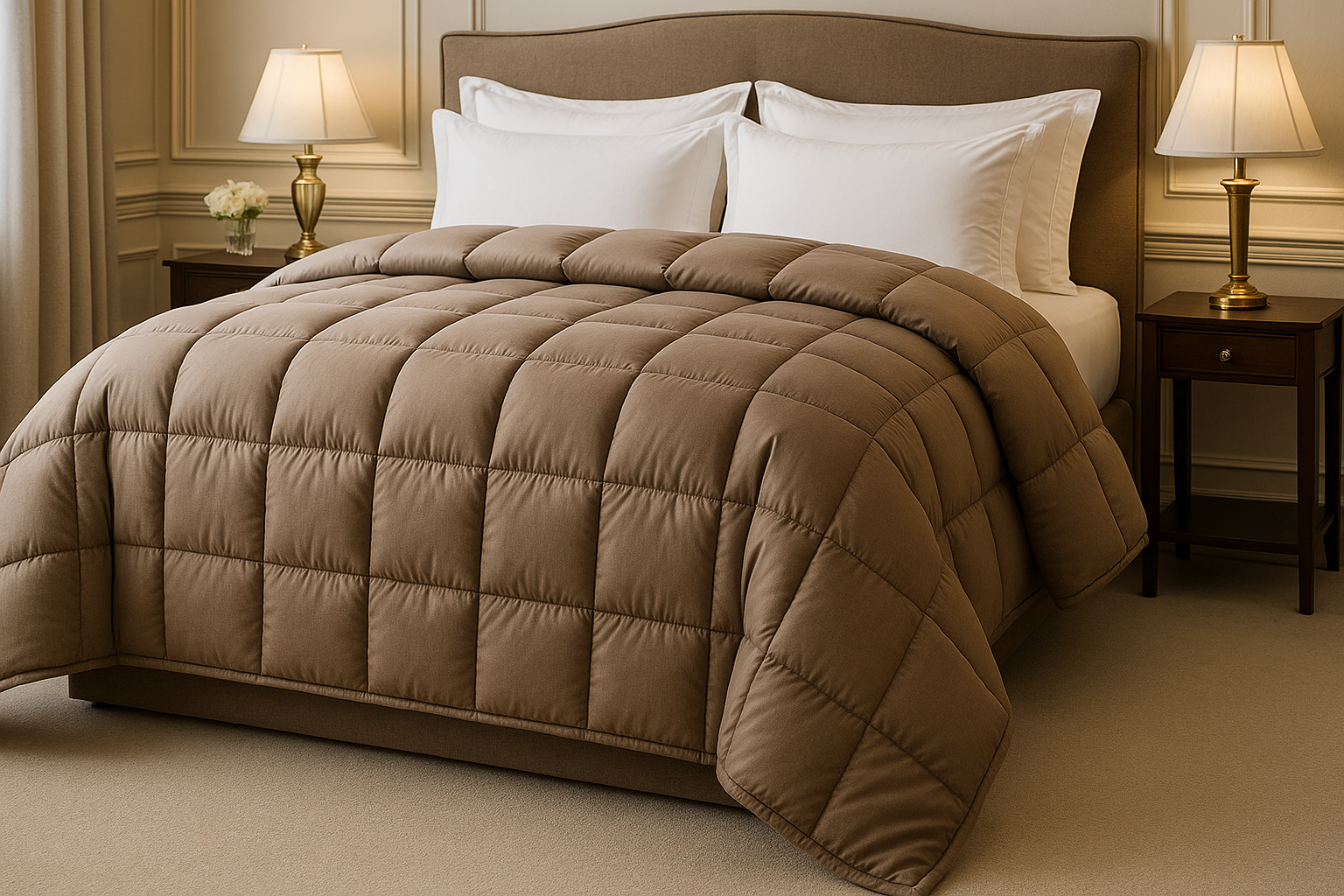 Edredom Premium Taupe - Pluma Sintética Luxo