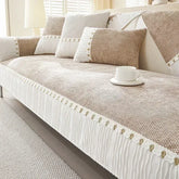 Capa para Sofá Chenille Antiderrapante com Acabamento Elegante Marrom Claro - Zinova