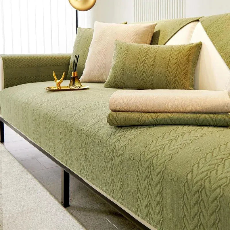 Capa de Sofá Chenille Antiderrapante Impermeável Verde - Zinova