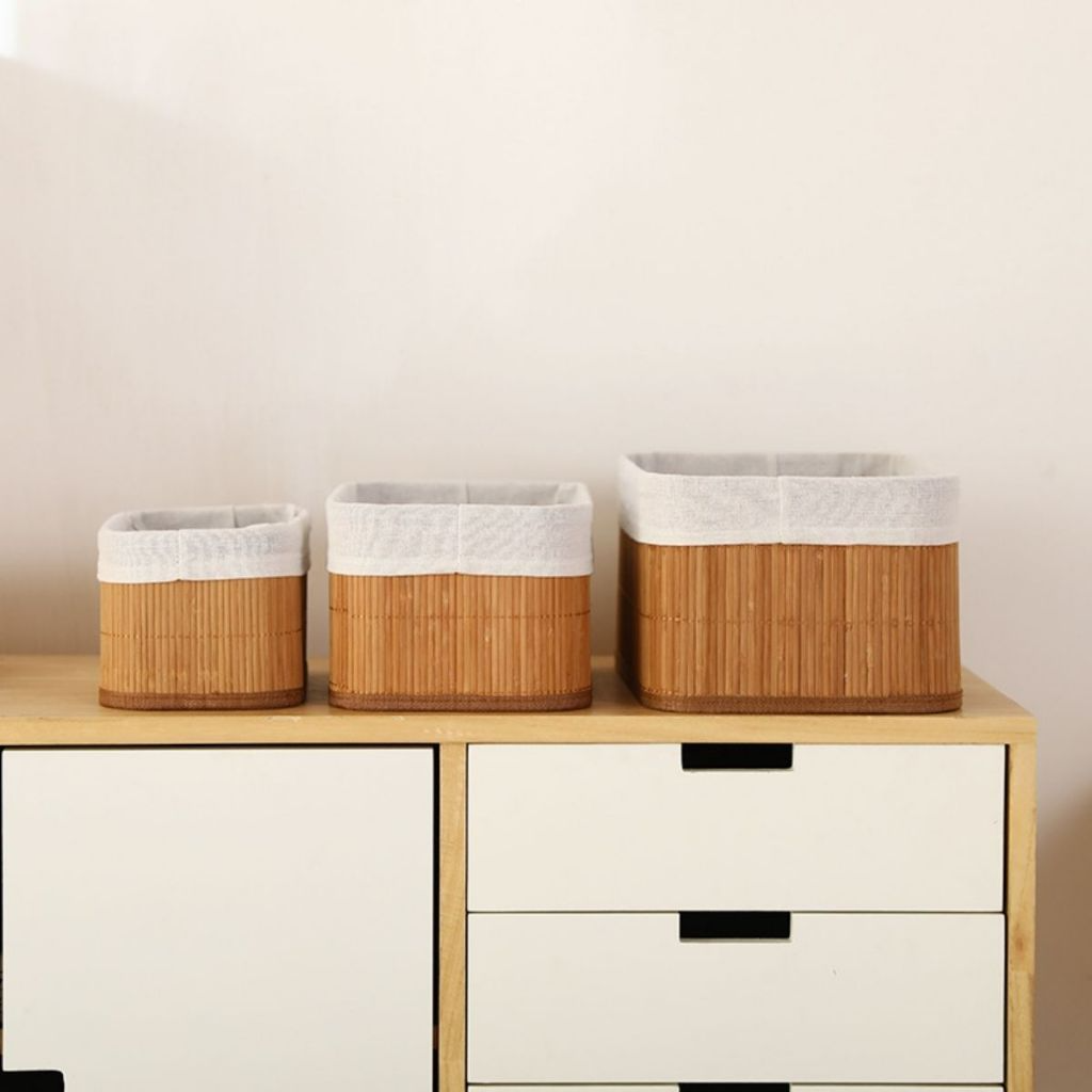 Kit com 3 Cestos de Bambu Organizador - Zinova
