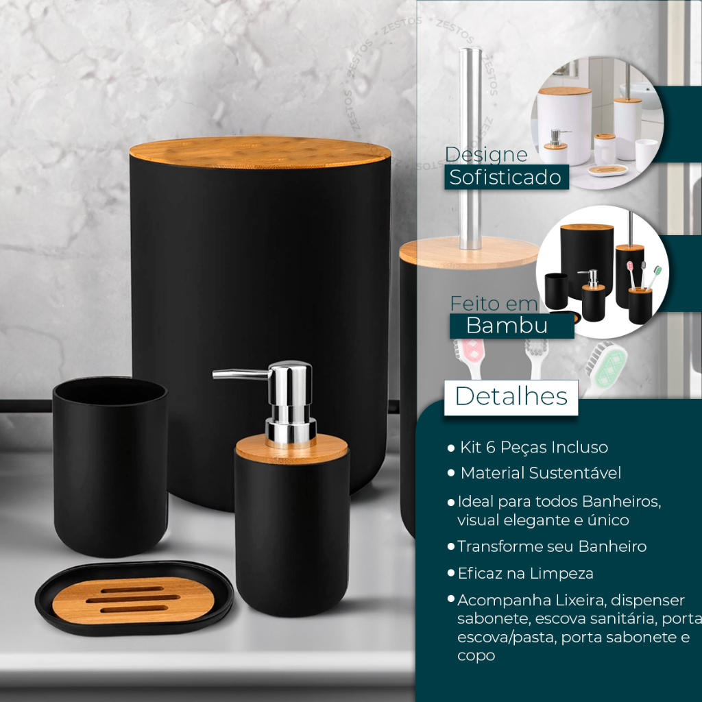 Kit para Banheiro Conjunto com 6 Peças - Zinova