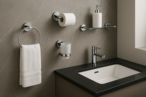 Conjunto 5 Acessórios Banheiro Chrome - Kit Completo