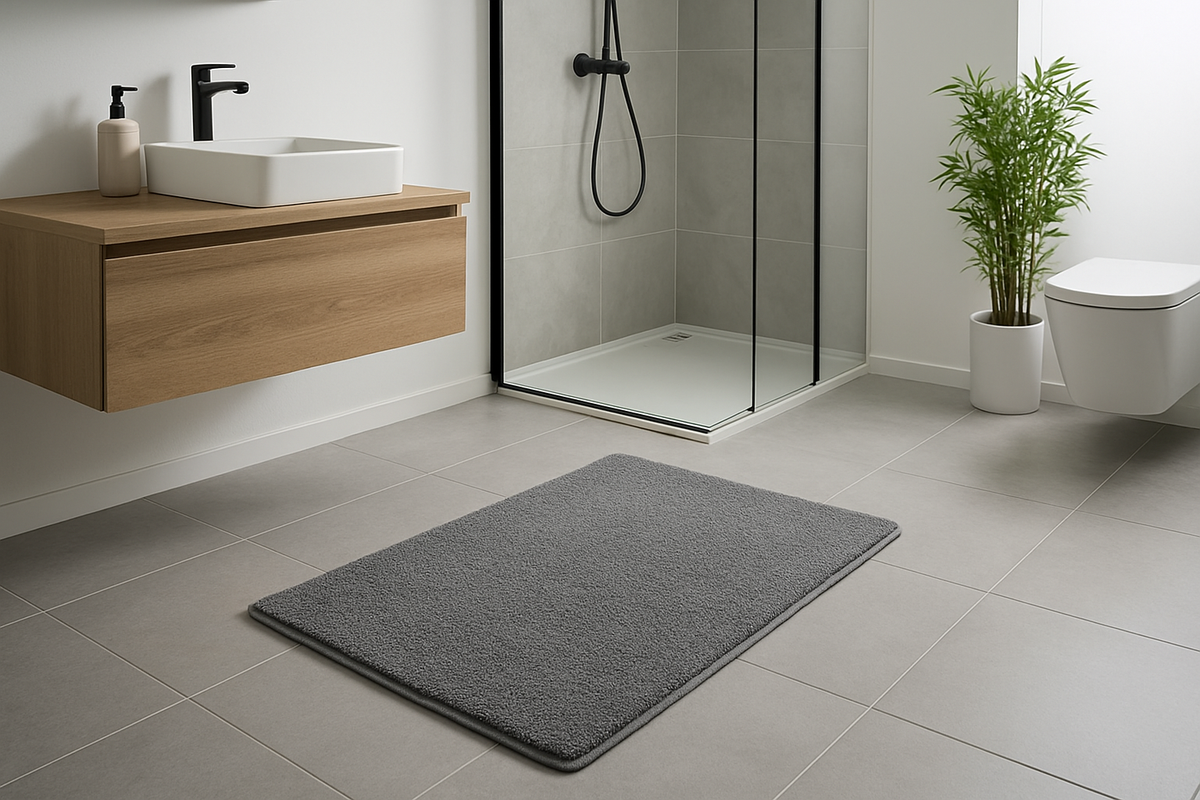 Tapete Banheiro Antiderrapante Cinza - 60x40cm Segurança