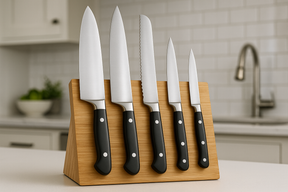 Jogo 5 Facas Profissionais com Suporte Magnético Bambu
