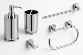 Conjunto 5 Acessórios Banheiro Chrome - Kit Completo