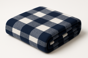 Manta Xadrez Azul Marinho e Branco - Sofá 140x180cm