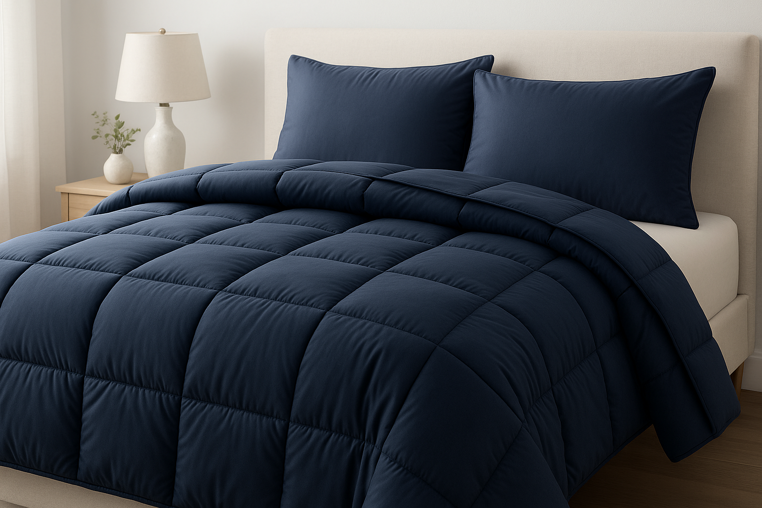 Edredom Casal Inverno Azul Marinho Matelassê